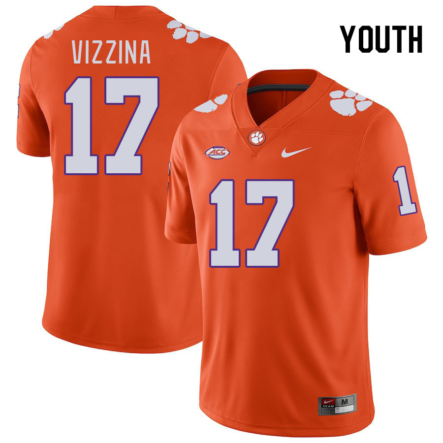 Youth #17 Christopher Vizzina Clemson Tigers College Football Jerseys Stitched-Orange